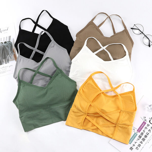 Sexy Beauty Back Yoga Bra Women Padded Sports Bra Workout Bra Wireless Fitness Bra Elastic Thin Shoulder Strap Workout Bra - Image 5