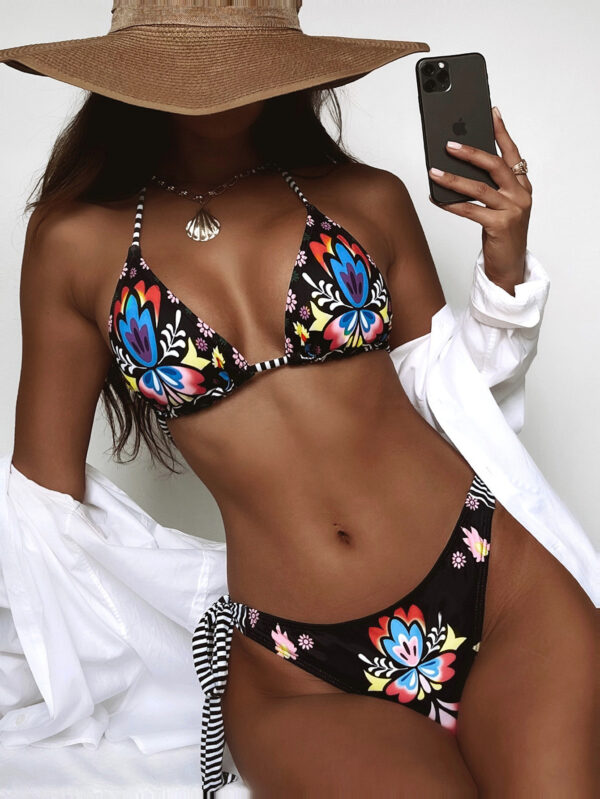 Sexy Bikinis Women 2022 Retro Floral Print Swimwear Push Up Bikini Set Halter Swimsuit Two Piece Beach Wear Bathing Suit Biquini