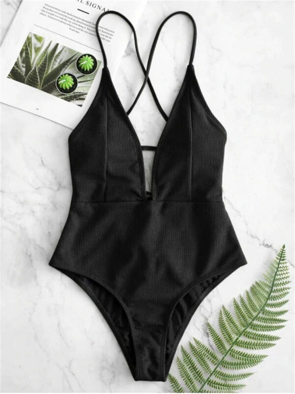 Sexy Halter Solid Green Women Swimwear High Cut Out One Piece Swimsuit Backless Thong Swim Suit Beach Bathing Suit Monokini 2022 - Image 4