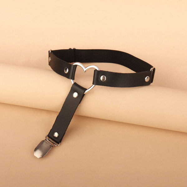 Sexy Heart PU Leather Elastic Garter Punk Goth Thigh Ring Nightclub Party Leg Suspender Stockings Garters Strap Cloth Accessory - Image 5