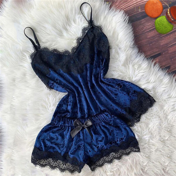 Sexy Lingerie Women Sleep Wear Camisole Bow Shorts V-Neck Tops Velvet Pajamas Sleepwear пижама женская Hot - Image 5