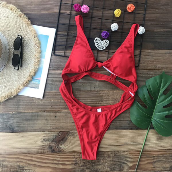 Sexy One Piece Swimsuit Women 2022 Cut Out Swimwear Thong Monokini Bathing Suit Black Red Green White Beach Swimming Beachwear - Image 3