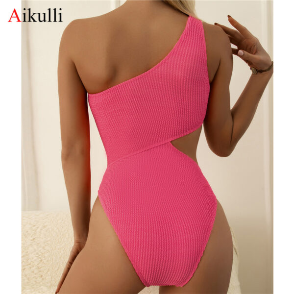 Sexy One Shoulder One Piece Swimsuit Women Solid White Cut Out Swimwear 2022 New Ribbed Monokin Brazilian Bathing Suit Beachwear - Image 6