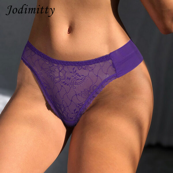 Sexy Panties Embroidered Mesh Yarn Ladies Thong Transparent Young Woman Temptation Underwear Fashion Hot T Pants G-String