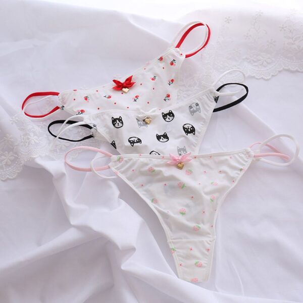 Sexy Panties Transparent Strawberry Cherry Low-Waist T-Back T-String Thong Cute Girls Ladies Mesh Brief Seamless Underwear Women - Image 5