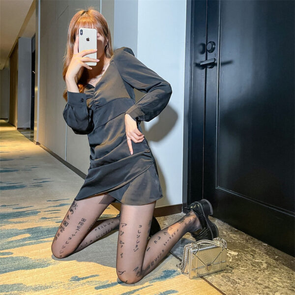 Sexy Stocking Flexible Fashion Luxury Brands Fish Net Letters Tights Women Spring Pantyhose Underwear Knitted Stockings Lingerie - Image 2