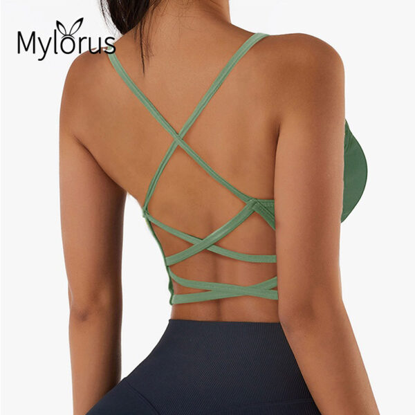 Sexy bra Top Women Cross Strap Sports bra High Impact For Gym Fitness Female Pad Sportswear Tank Top Yoga Push Up Crop Top