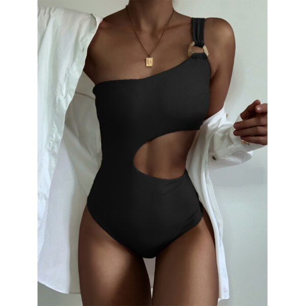 Sexy one shoulder one piece swimsuit women Retro cut out swimwear women Ring bodysuit one piece suits Monokini Swimming suit new - Image 3