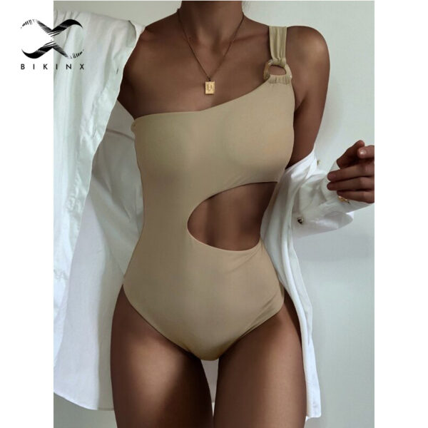 Sexy one shoulder one piece swimsuit women Retro cut out swimwear women Ring bodysuit one piece suits Monokini Swimming suit new