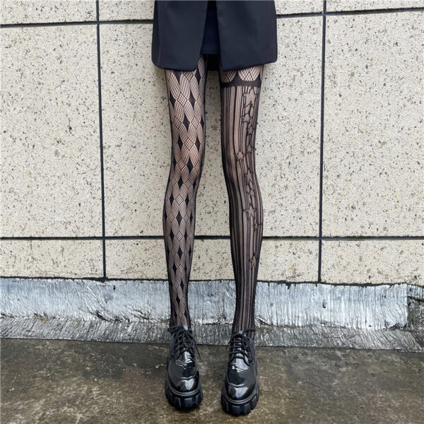 Skull Goth Tights Pantyhose Anime Stockings Gothic Woman Mesh Netting Nylons Luxury Open Striped Sexy Net Fake Network Leopard - Image 6