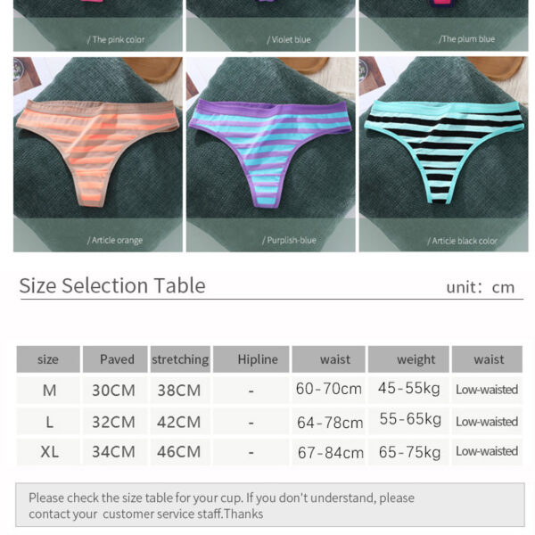 Soft Cotton Striped Panties for Women Seamless Comfortable Sport G-String Thong Female Low Rise Breathable Lady Sexy Lingerie - Image 6