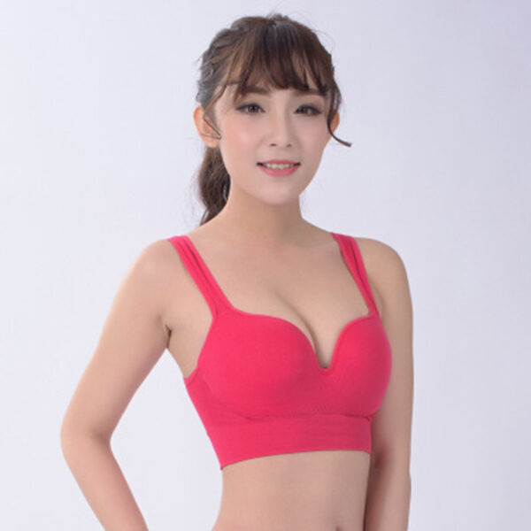 Sports Bra Ladies Padded Push up Yoga Fitness Daily Wear Wire Free Bra Seamless Full Cup Solid Sports Tops 5 Colors - Image 3