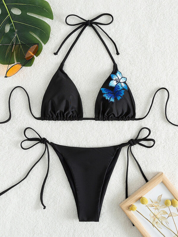 String Triangle Bikini Set Sexy Cheap Textured Swimsuit Women Swimwear 2022 Bathing Suit Two Piece For Beach Summer Swim Fashion - Image 4