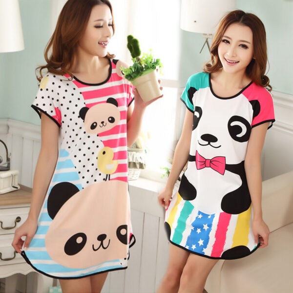 Summer Nightgowns O-neck Cute Cartoon Women's Sleepwear Nightwear Sleep Nightdress Home Dress Fashion - Image 4