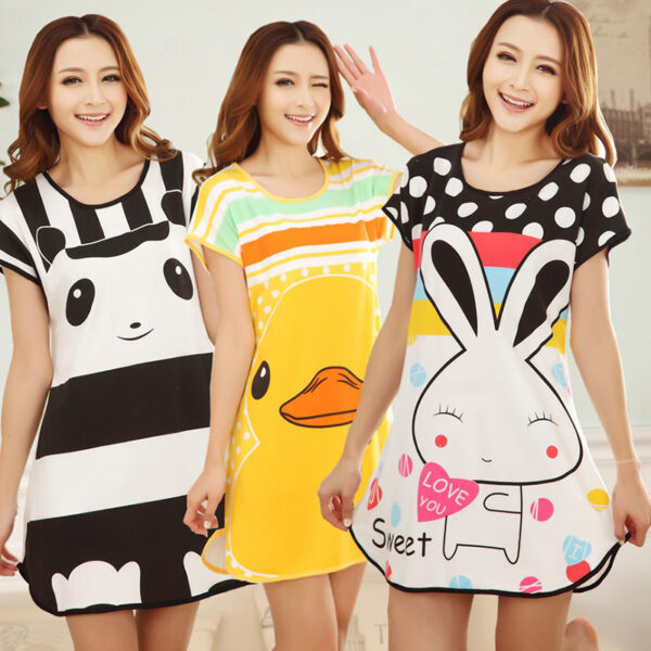 Summer Nightgowns O-neck Cute Cartoon Women's Sleepwear Nightwear Sleep Nightdress Home Dress Fashion - Image 6