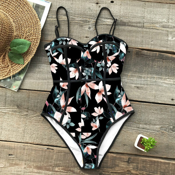 Summer Style One Piece Swimsuit For Women Palm Print Swimwear Leaves Printed Monokini Pad Bathing Suit Beach Wear Female Bain - Image 2