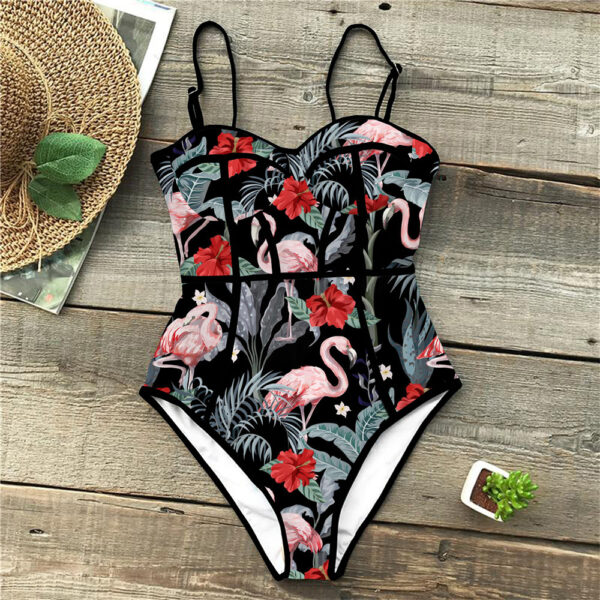 Summer Style One Piece Swimsuit For Women Palm Print Swimwear Leaves Printed Monokini Pad Bathing Suit Beach Wear Female Bain