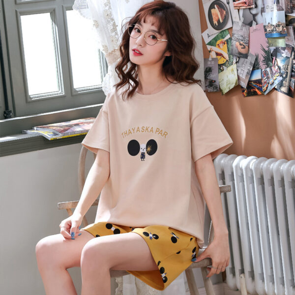 Summer Women Cotton Cartoon Pajamas Set Cute Pyjamas Sleepwear Nightwear Pijama Mujer Plus size Casual Lounge Wear Homewear - Image 2