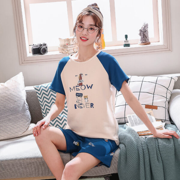 Summer Women Cotton Cartoon Pajamas Set Cute Pyjamas Sleepwear Nightwear Pijama Mujer Plus size Casual Lounge Wear Homewear - Image 4