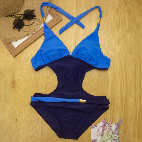 Swimwear Women Plus Size One Piece Swimsuit 2022 Push Up Monokini Bathing Suit Women's High Cut Swim Suit V neck Halter Trikini - Image 4