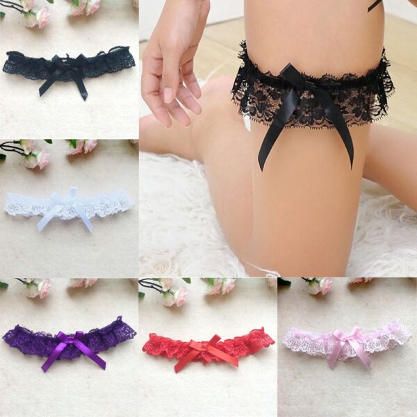 Wedding Garter Lace Floral Sexy Leg Garter Belt White Bowknot Bridal Lingerie Lace Leg Ring Loop Party Cosplay Suspender