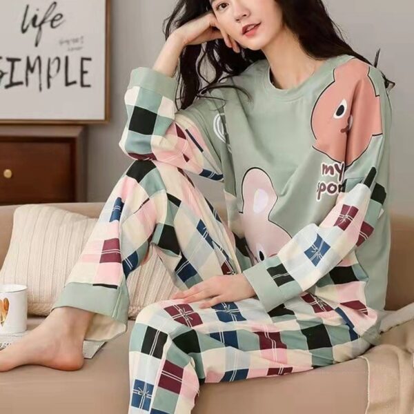 Wholesale Women Pajamas Sets Spring Autumn Thin Carton Generation Women Long Sleepwear Suit Home Women Gift Ladies Pyjamas Set - Image 5