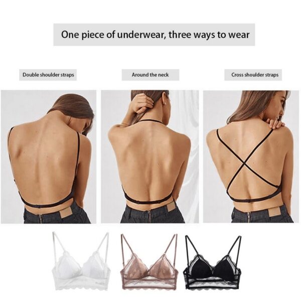 Women Backless Sexy Bra Stylish Lace Seamless Bralette Triangle Cup Invisible Boneless Bras For Dress Soft Thin Underwear - Image 5