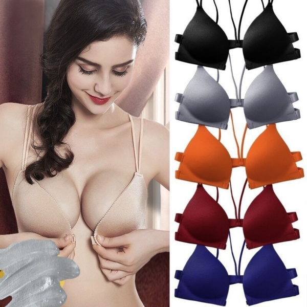 Women Bras Back Beautify Bra Front Closure Wire Free Lingerie Sexy Padded Lingerie Bralette Gather Push Up Seamless Bra Female