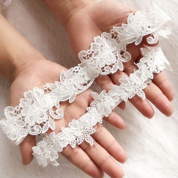 Women Embroidery Floral Lace Thigh Rings Set Wedding Prom Bridal Decorative Stretch Band Solid Color Hollow Seamless Leg Garters - Image 4