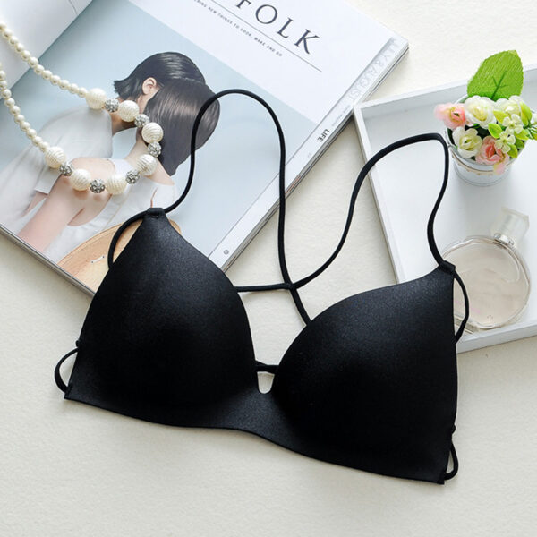 Women Fashion Stretch Wireless Push Up Bra Bralette Top Sexy Cross Strap Women Casual Padded Lingerie Underwear - Image 3