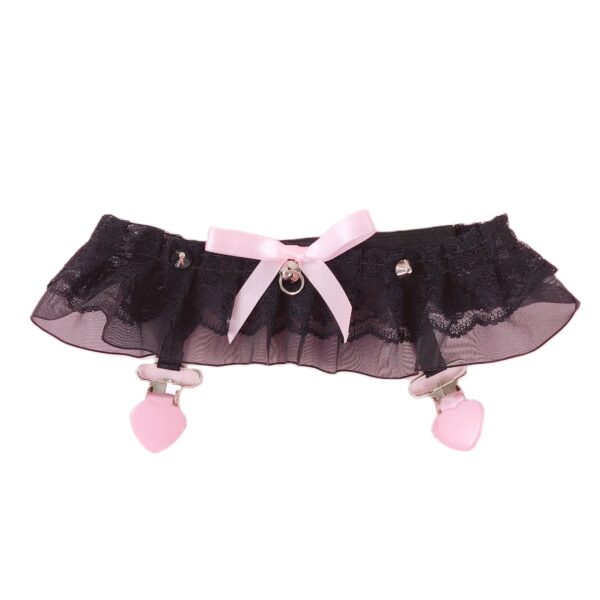 Women Lolita Harajuku Gorgeous Punk Gothic Heart-shape Ring Spikes Elastic Lace Garters Belt Retro Suspender Flower Harness - Image 2