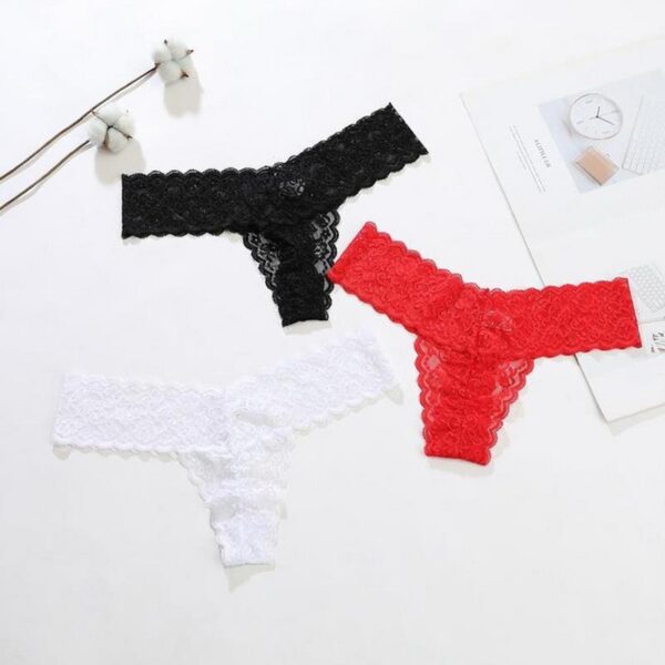 Women Sexy Lace Thong Seamless G-String T Panties Comfortable Mesh Underpants Floral Ladies Lingerie Transparent Underwear - Image 5