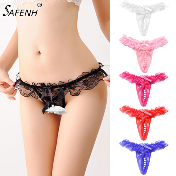 Women Sexy Panties Lace Lingerie Underwear Female Hollow Lace Panties Briefs With Pearl Thongs For Women Sex G String Panties