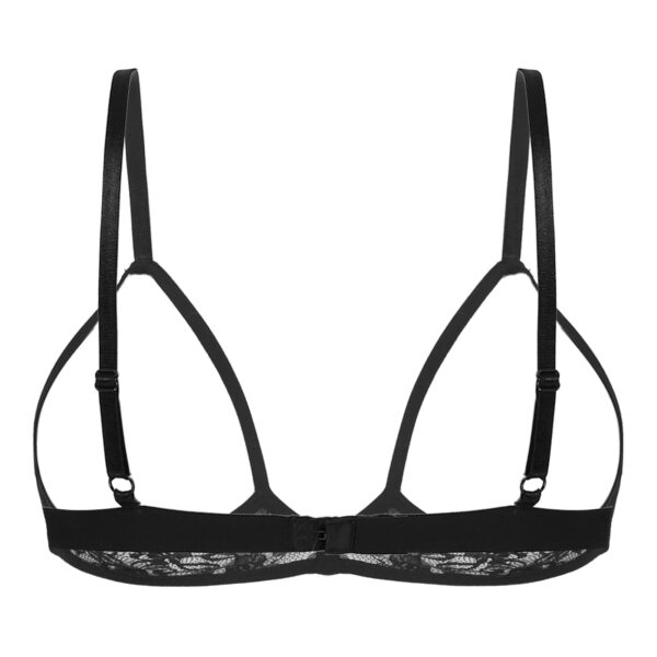 Women Sheer Lace Lingerie Hollow Out Wireless Bra Top Sexy Half Cup Open Nipples Bra Adjustable Shoulder Straps Unlined Bralette - Image 2