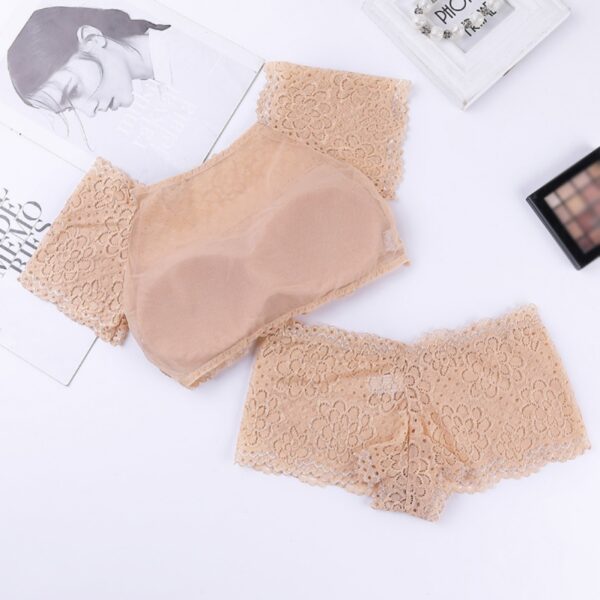 Women Summer Lace Bra Set Mesh Female Vest Underwear Short-sleeved Vest Brief Set - Image 6