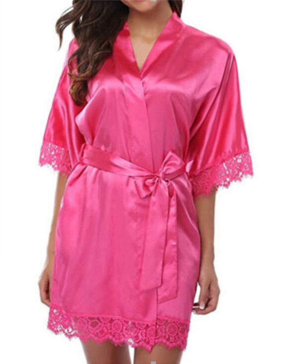 Women's Robes 2022 Sexy Pajamas Sleepwear Summer Ladies Bride Kimono Robe Satin Lace Night Wear Gown Sleepwear Bathrobe - Image 2