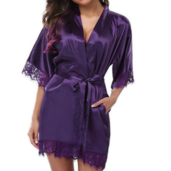 Women's Robes 2022 Sexy Pajamas Sleepwear Summer Ladies Bride Kimono Robe Satin Lace Night Wear Gown Sleepwear Bathrobe