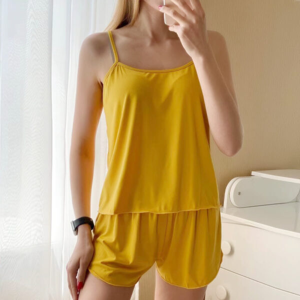 Women's Sleepwear Short Set Pajamas for Female Pajama Set Two Piece Set Summer Sleeveless Top Shorts Simple Pajamas Sleepshirts - Image 4