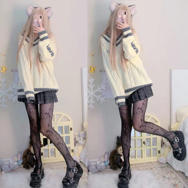 Women's Stockings High-end Letter Black Stockings Spring, Autumn And Summer Thin Style With Sexy Luxury Black Pantyhose - Image 2