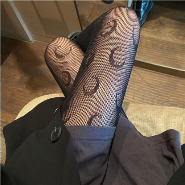 Women's Stockings High-end Letter Black Stockings Spring, Autumn And Summer Thin Style With Sexy Luxury Black Pantyhose - Image 6