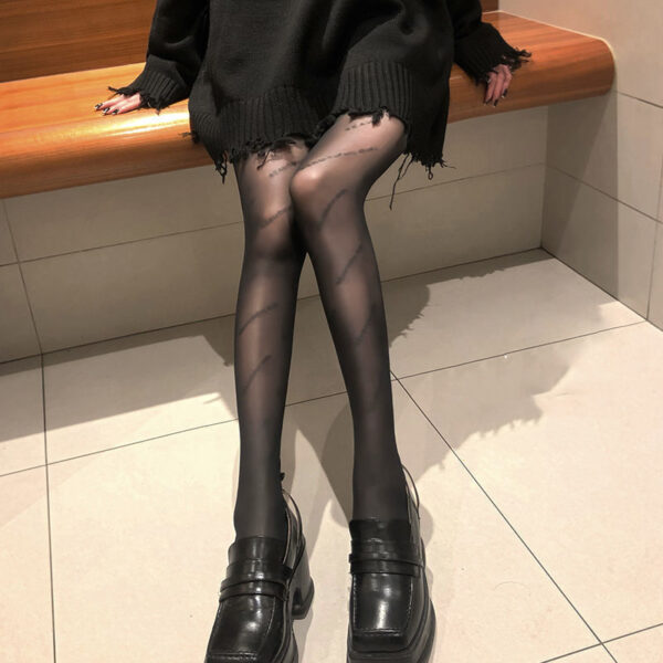 Women's Stockings High-end Letter Black Stockings Spring, Autumn And Summer Thin Style With Sexy Luxury Black Pantyhose