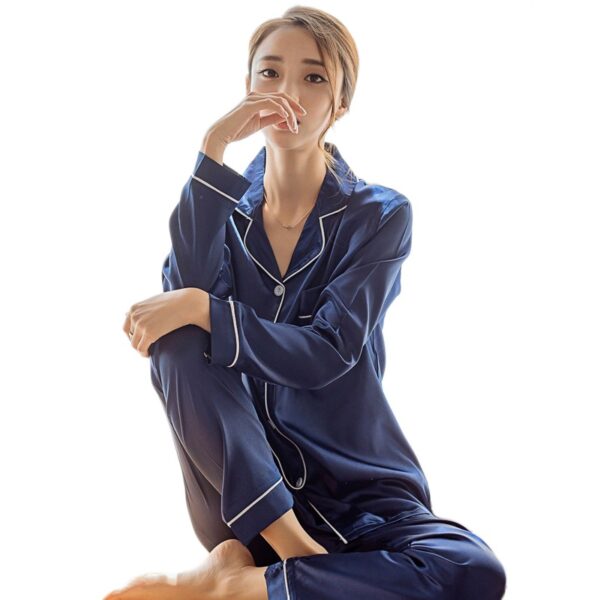 Womens Silk Satin Pajamas Pyjamas Set Sleepwear Pijama Pajamas Suit Female Sleep Two Piece Set Women's Loungewear Plus Size