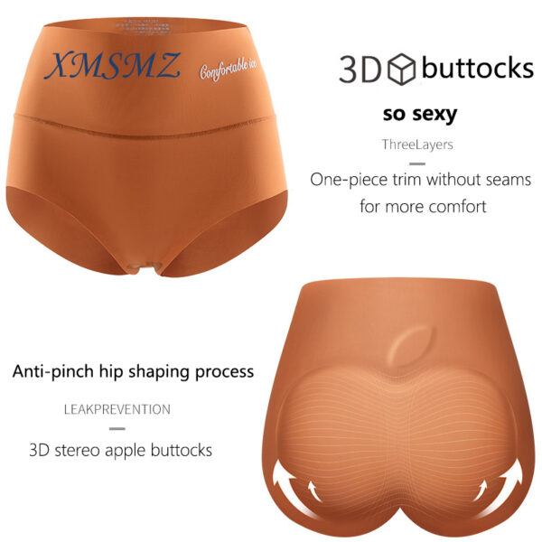 XMSMZ Sexy Ice Silk High Waist Panties Seamless Large Size Buttocks Postpartum Abdominal Pants 3D Apple Buttocks Women's Panties - Image 3