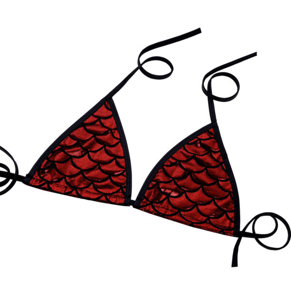 iiniim Bras for Women Adult Shiny Mermaid Fish Scale Printing Back Tie Up Bralette Bikini Sexy Bra Top Lingerie Summer Parties - Image 5