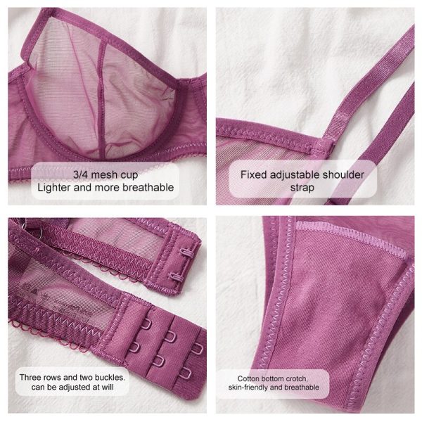 2Pcs Bra+Panties Sets New Mesh Transparent Bra Set Women Underwear Set Fashion Ladies Bralette Secret Sexy Sensual Lingerie - Image 5