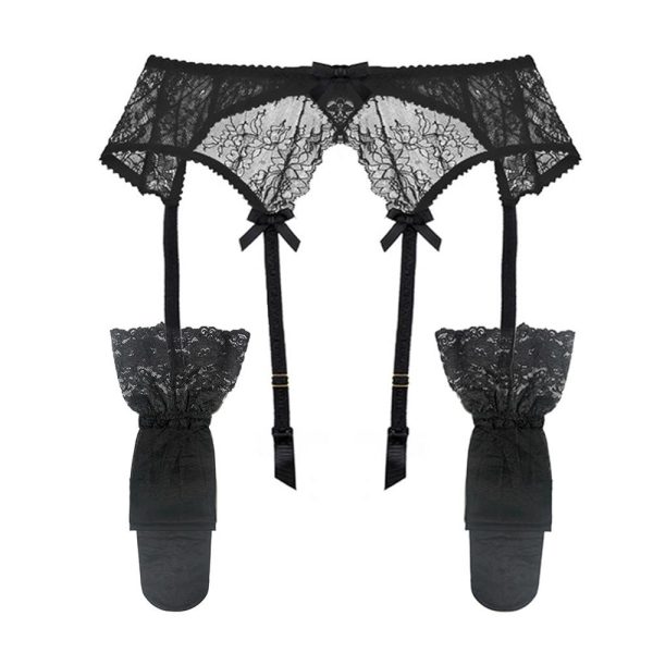 CYHWR plus size women's sexy fashion lace Black/Wine Red Suspender Belt Wedding garters belts+ stockings 2 pcs/lots - Image 4