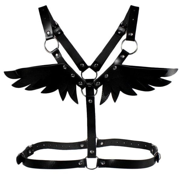 Fullyoung Sexy Lingerie Leather Harness Angel Wing Gothic Vitality Harajuku Waist Belt Garter Waistband Harness Punk Rave Garter - Image 5