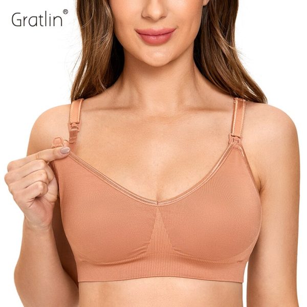 Gratlin Nursing Bra Wirefree Breastfeeding Maternity Seamless Comfort Support Bralette Women's Lingerie Soft Lactation Pregency