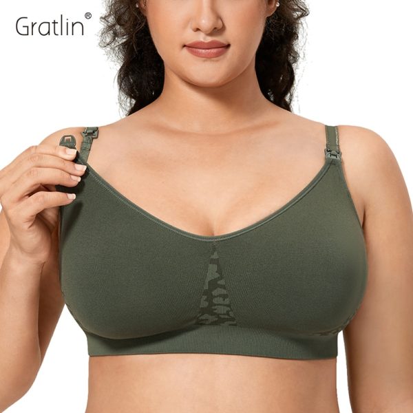 Gratlin Wirefree Nursing Sleep Bra Breastfeeding Maternity Leopard Green Removable Pad Women's Lingerie Lactation Pregency S-XL