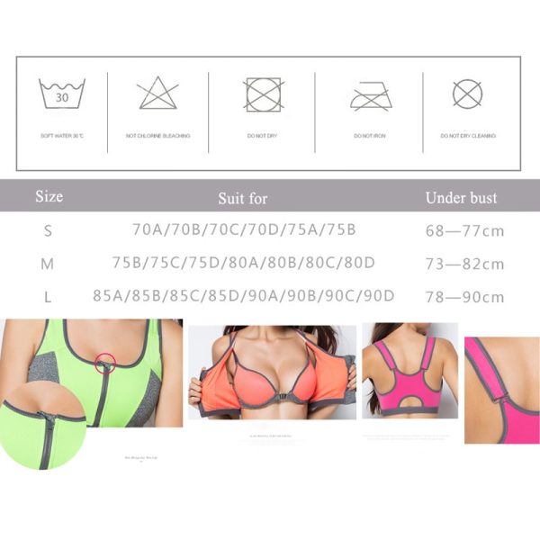 Hot Sexy Yoga Bra Women Push Up Sports Bra Vest Zipper Shockproof Breathable Gym Top Fitness Athletic Running Yoga Bh Sport Tops - Image 6